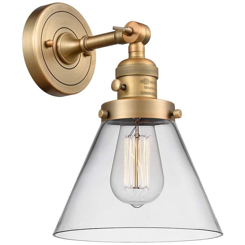 Image 1 Cone 8" Sconce LED - Brass Finish - Clear Shade