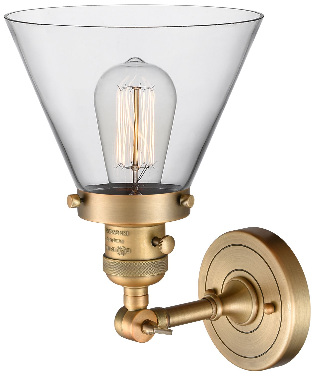 Image 2 Cone 8" Sconce LED - Brass Finish - Clear Shade more views