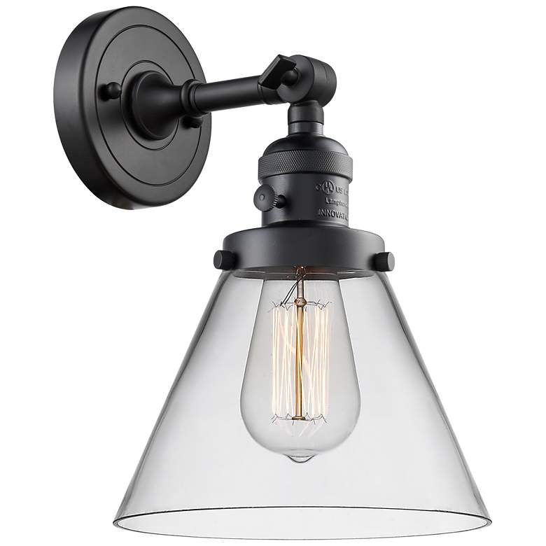 Image 1 Cone 8" Sconce LED - Matte Black Finish - Clear Shade