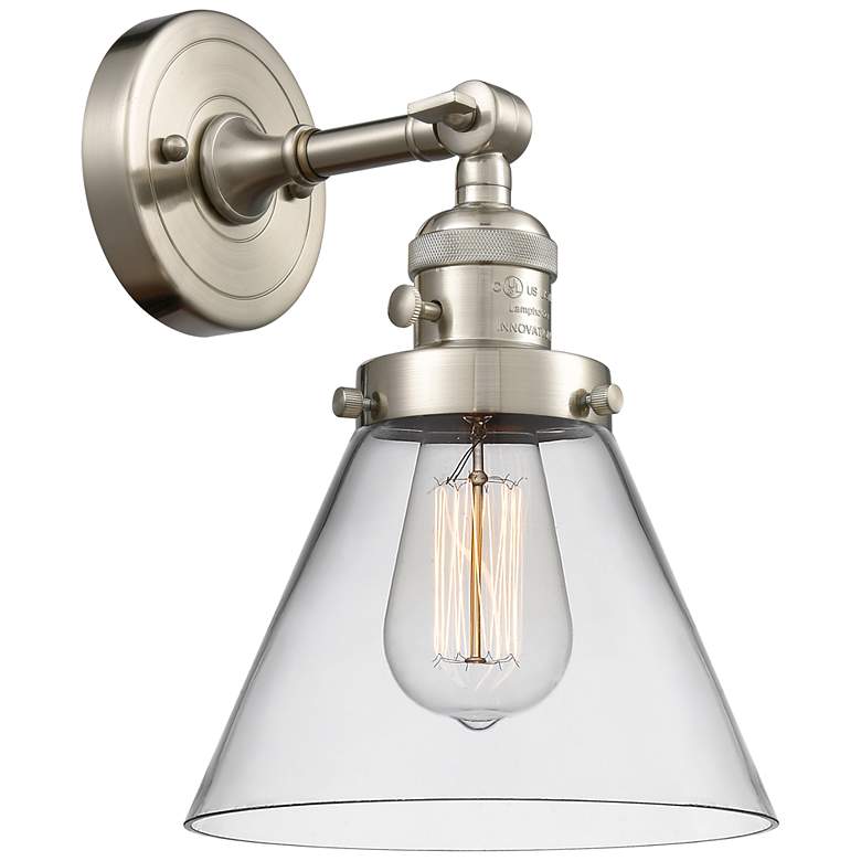 Image 1 Cone 8" Sconce LED - Nickel Finish - Clear Shade