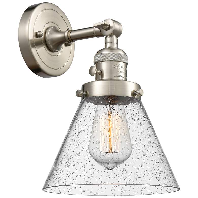 Image 1 Cone 8" Sconce LED - Nickel Finish - Seedy Shade