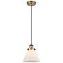 Cone 8" Wide Brushed Brass and White Glass LED Mini Pendant