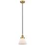 1_Cone 8" Wide Brushed Brass Mini Pendant w/ Matte White Glass