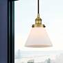 2_Cone 8" Wide Brushed Brass Mini Pendant w/ Matte White Glass more views