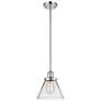 Cone 8" Wide Polished Chrome and Clear Glass Mini Pendant