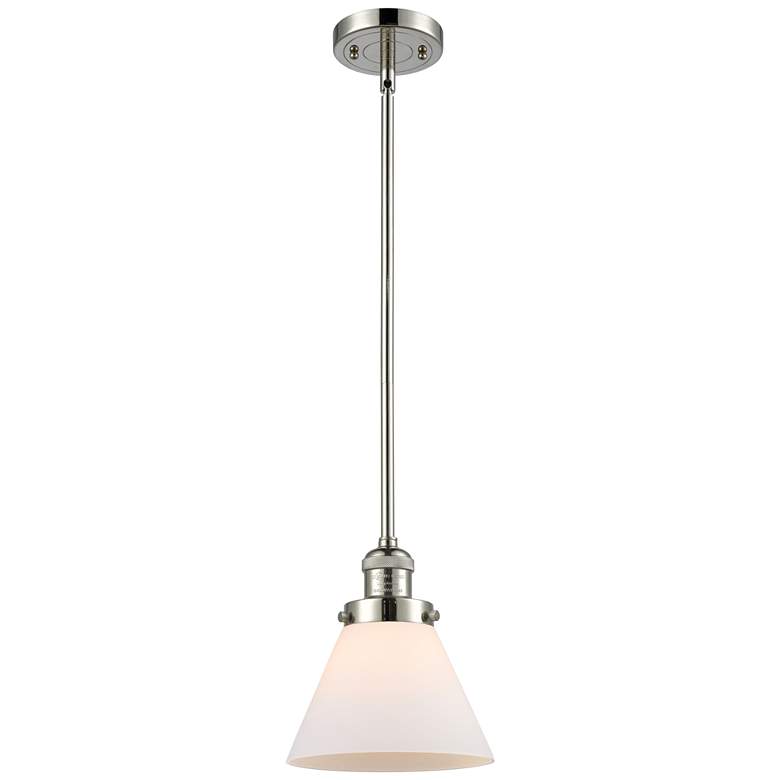 Image 1 Cone 8" Wide Polished Nickel LED Mini Pendant