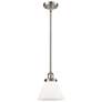 Cone 8"W Brushed Satin Nickel and White Glass Mini Pendant