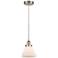 Cone 8"W Brushed Satin Nickel Mini and White Glass Pendant