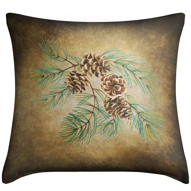 Image 1 Cone Branch 18 inch Black Square Throw Pillow