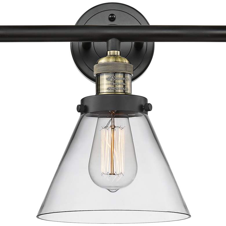 Image 3 Cone Collection 32" Wide Clear Glass Black Brass Bath Light more views