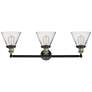 Cone Collection 32" Wide Clear Glass Black Brass Bath Light