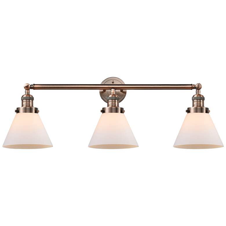 Image 1 Cone Collection 32" Wide Three-Light Bath Light in Copper