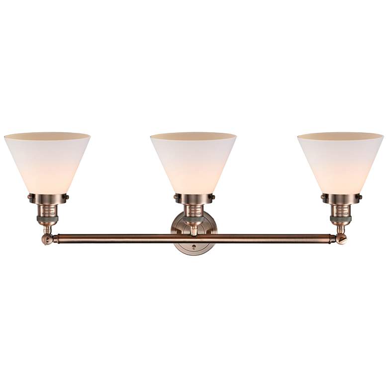 Image 3 Cone Collection 32" Wide Three-Light Bath Light in Copper more views