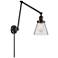 Cone Matte Black Swing Arm Wall Lamp with Clear Glass
