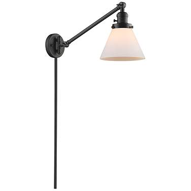 Cone Oil-Rubbed Bronze LED Wall Lamp with White Shade
