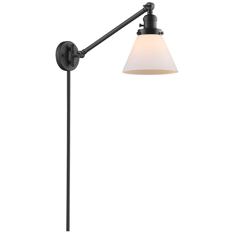 Image 1 Cone Oil-Rubbed Bronze LED Wall Lamp with White Shade