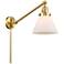 Cone Satin Gold Swing Arm Wall Lamp with White Glass