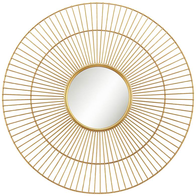 Image 2 Conelli Gold Leaf Metal 33 3/4" Round 2-Layer Wall Mirror