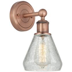Conesus 12.5&quot;High Antique Copper Sconce With Clear Crackle Shade