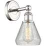 Conesus 12.5"High Polished Nickel Sconce With Clear Crackle Shade