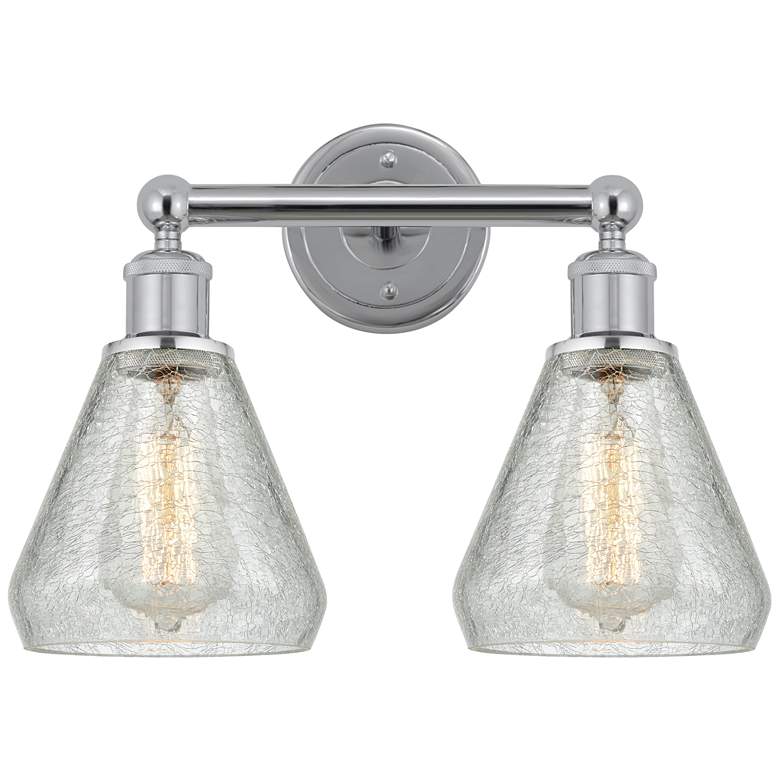 Image 1 Conesus 15 inch 2-Light Polished Chrome Bath Light w/ Clear Crackle Shade