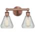 Conesus 15"W 2 Light Antique Copper Bath Light With Clear Crackle Shad