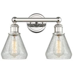 Conesus 15&quot;W 2 Light Polished Nickel Bath Light With Clear Crackle Sha
