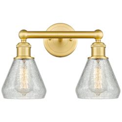Conesus 15&quot;W 2 Light Satin Gold Bath Vanity Light With Clear Crackle S