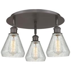 Conesus 17.75&quot;W 3 Light Oil Rubbed Bronze Flush Mount w/ Crackle Shade