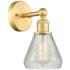 Conesus 2.2" High Satin Gold Sconce With Crackle Shade