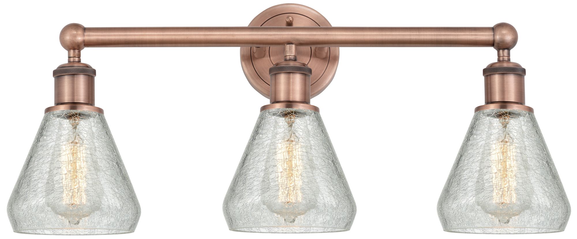 Conesus 24"W 3 Light Antique Copper Bath Light With Clear Crackle Shad ...
