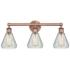 Conesus 24"W 3 Light Antique Copper Bath Light With Clear Crackle Shad