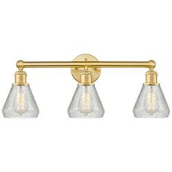 Conesus 24&quot;W 3 Light Satin Gold Bath Vanity Light With Clear Crackle S