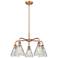 Conesus 24"W 5 Light Antique Copper Stem Hung Chandelier With Crackle 