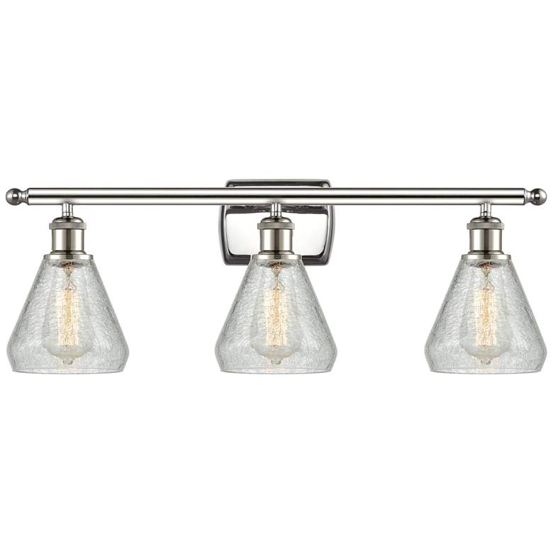 Image 1 Conesus 26 inch 3-Light Polished Nickel Bath Light w/ Clear Crackle Shade