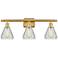 Conesus 26" 3-Light Satin Gold Bath Light w/ Clear Crackle Shade