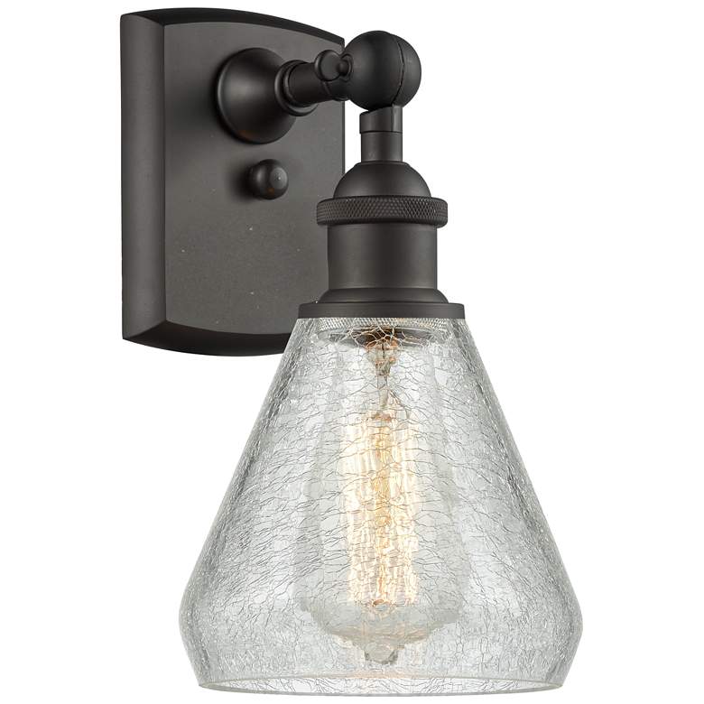 Image 1 Conesus 6 inch Oil Rubbed Bronze Sconce w/ Clear Crackle Shade