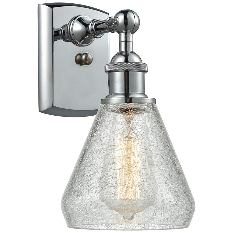 Image 1 Conesus 6 inch Polished Chrome Sconce w/ Clear Crackle Shade