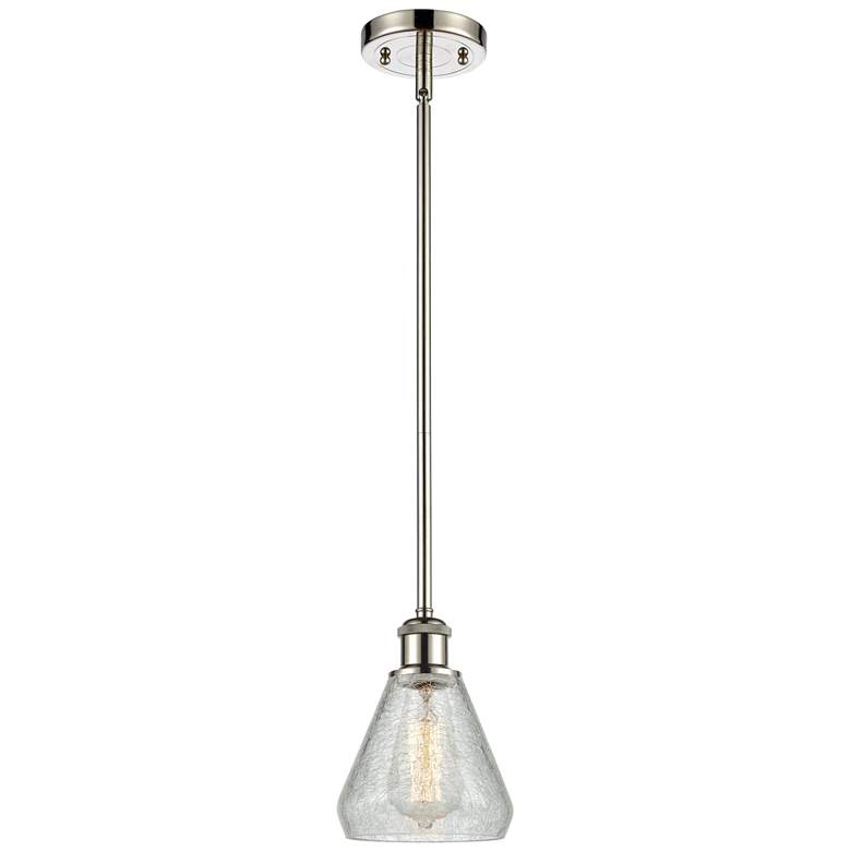 Image 1 Conesus 6 inch Polished Nickel Mini Pendant w/ Clear Crackle Shade