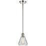 Conesus 6" Polished Nickel Mini Pendant w/ Clear Crackle Shade