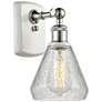 Conesus 6" White &#38; Chrome Sconce w/ Clear Crackle Shade