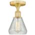 Conesus 6" Wide Satin Gold Flush Mount With Clear Crackle Glass Shade