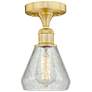 Conesus 6" Wide Satin Gold Flush Mount With Clear Crackle Glass Shade