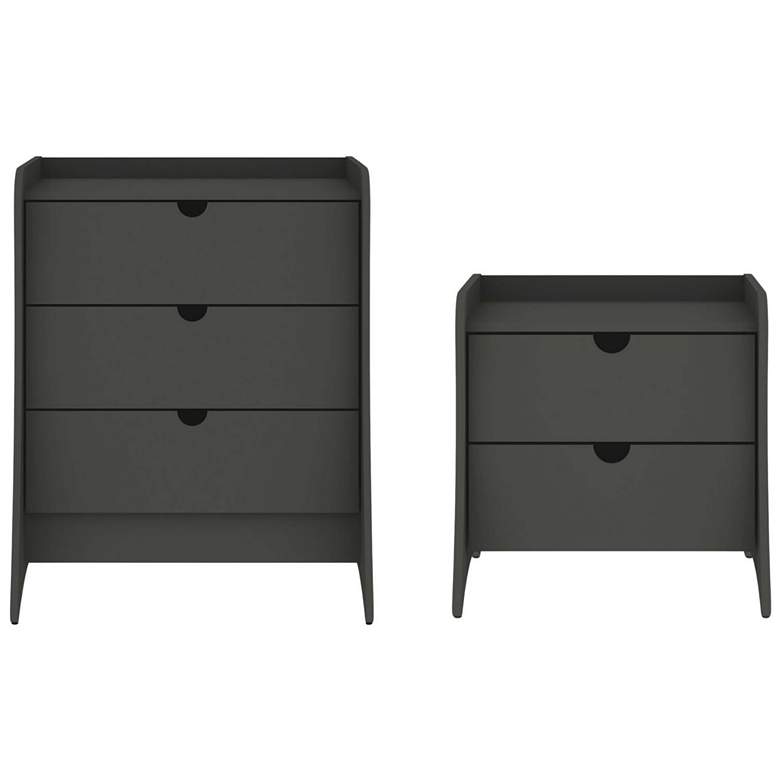Image 1 Coney 2-Piece Mid-Century Modern Dresser and Nightstand Set in Grey