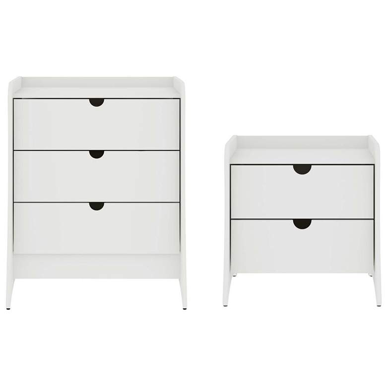 Image 1 Coney 2-Piece Mid-Century Modern Dresser and Nightstand Set in White