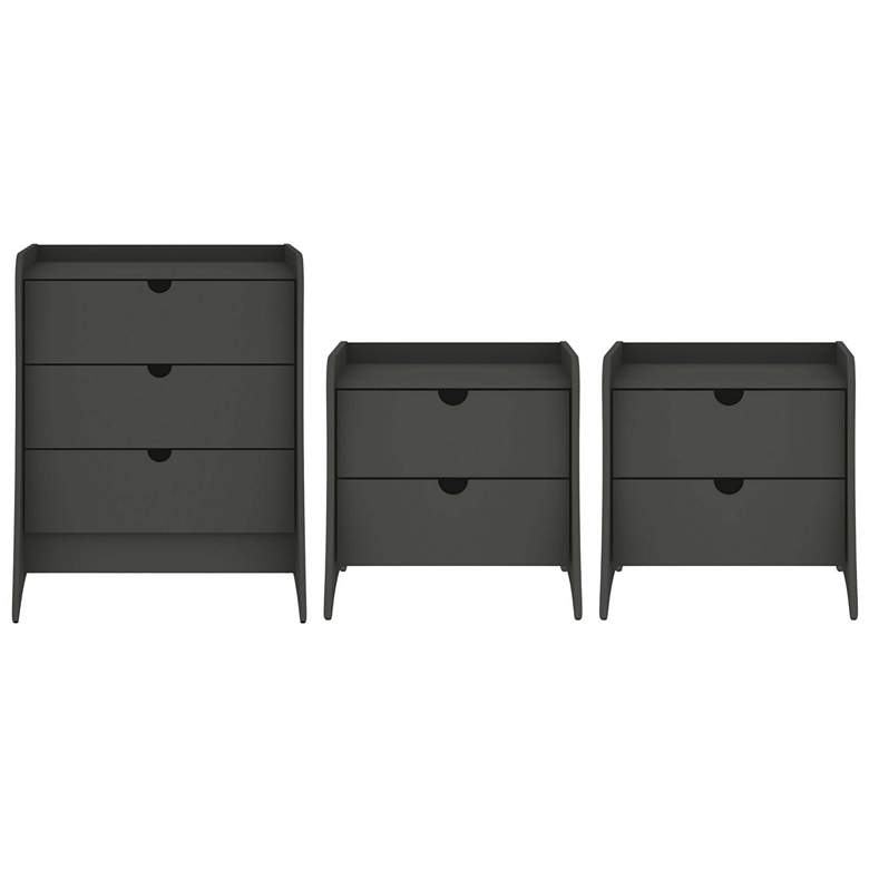 Image 1 Coney 3-Piece Mid-Century Modern Dresser and Nightstand Set in Grey