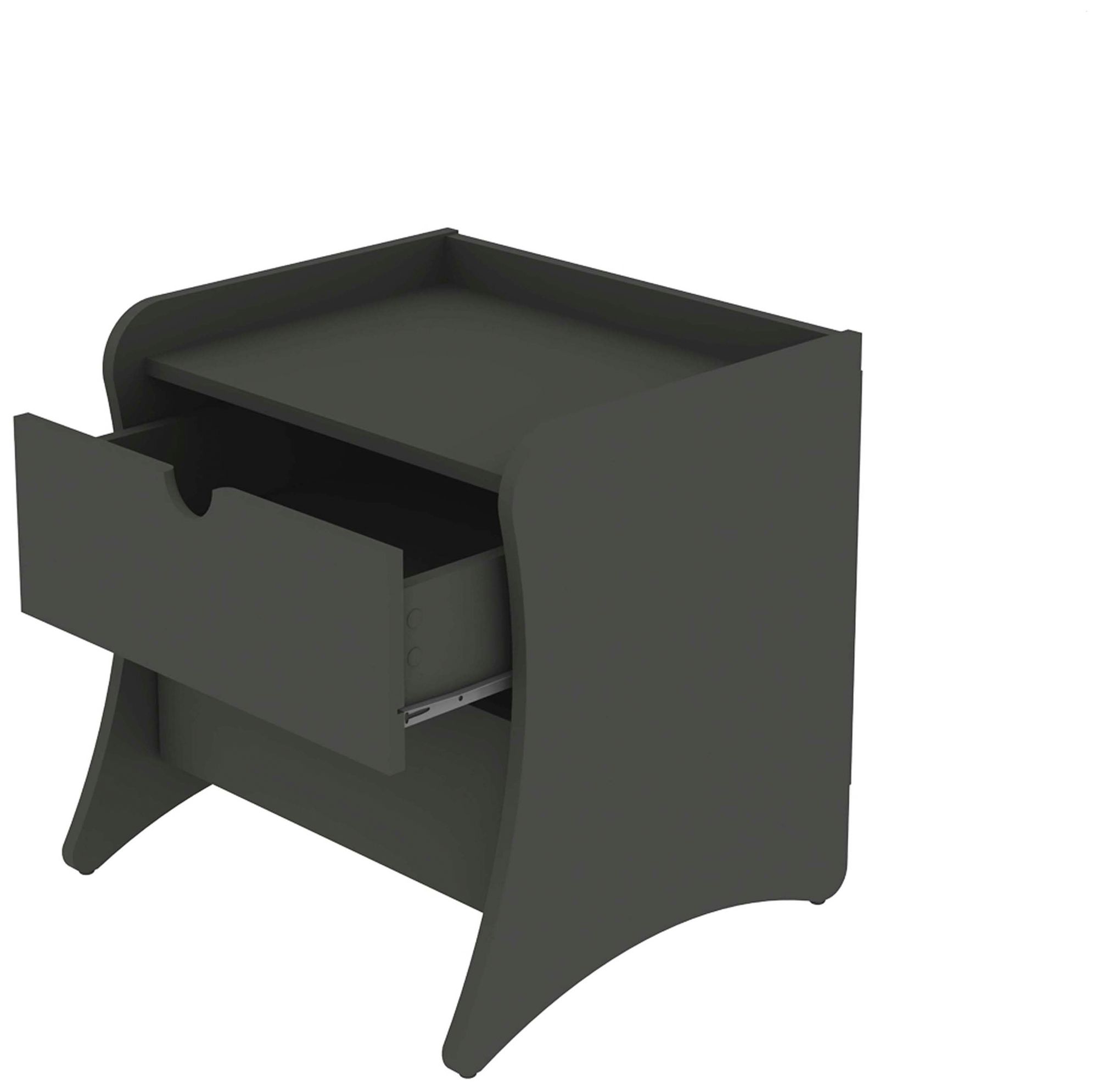 Image 3 Coney Mid-Century Modern 2-Drawer Nightstand in Grey (Set of 2) more views