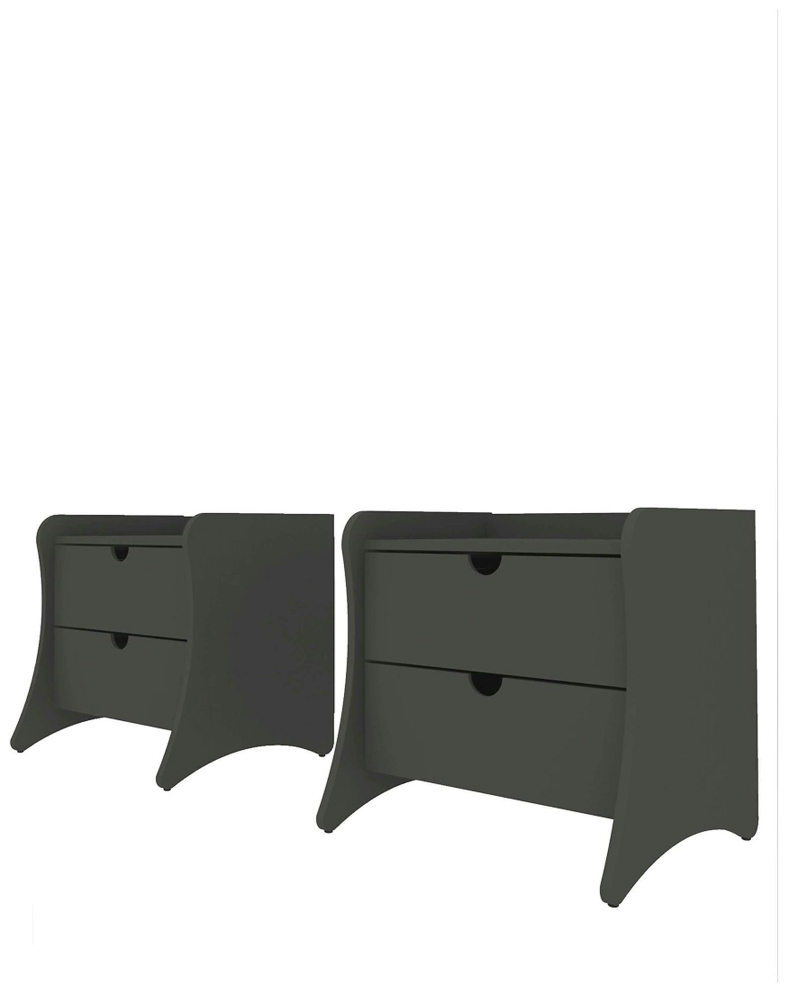 Image 5 Coney Mid-Century Modern 2-Drawer Nightstand in Grey (Set of 2) more views
