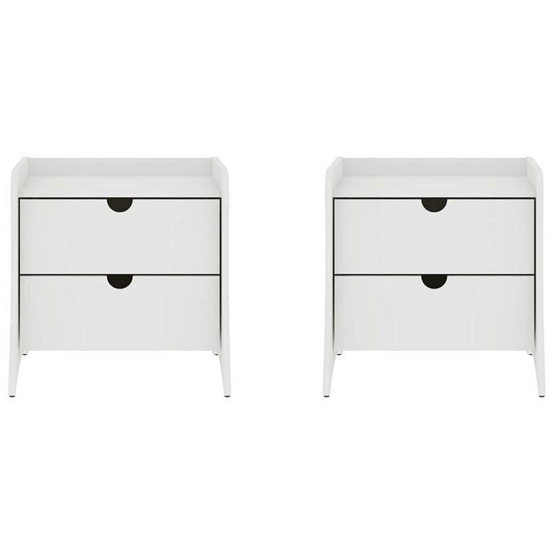 Image 1 Coney Mid-Century Modern 2-Drawer Nightstand in White (Set of 2)