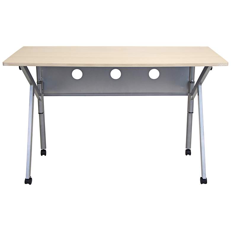 Image 1 Conference Natural Wood and Silver Portable Folding Desk